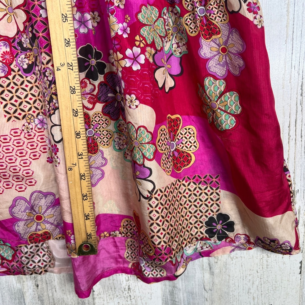 Johnny Was Silk Patchwork Floral Yama Jasmine Tiered Dress Women Large MSRP $248 - Picture 15 of 16